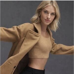 NWT Everlane Cozy Wool Blend Stretch Crop Tank Camel Knit Top | S & L Neutral